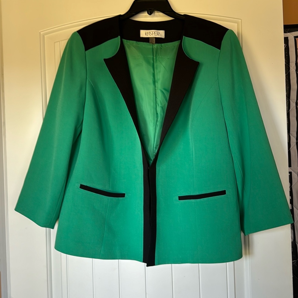Kasper Green and Black Blazer